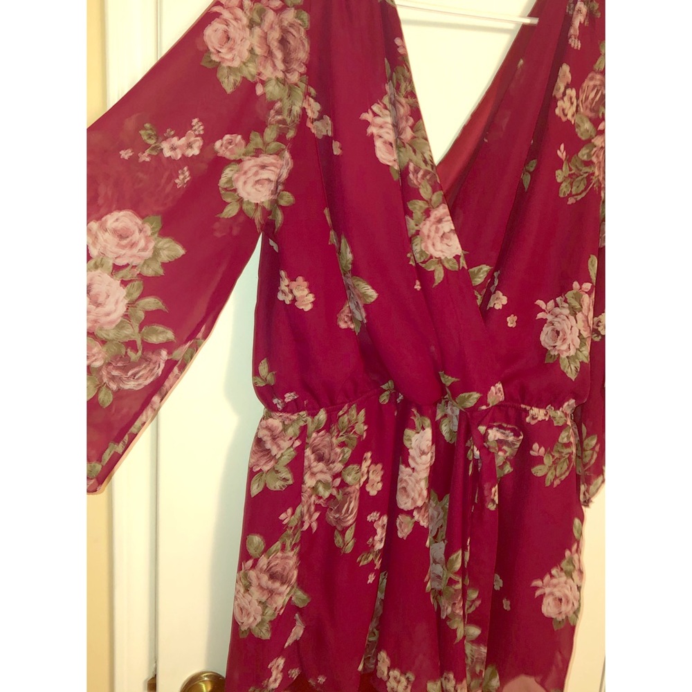 Rose colored bat sleeve romper!